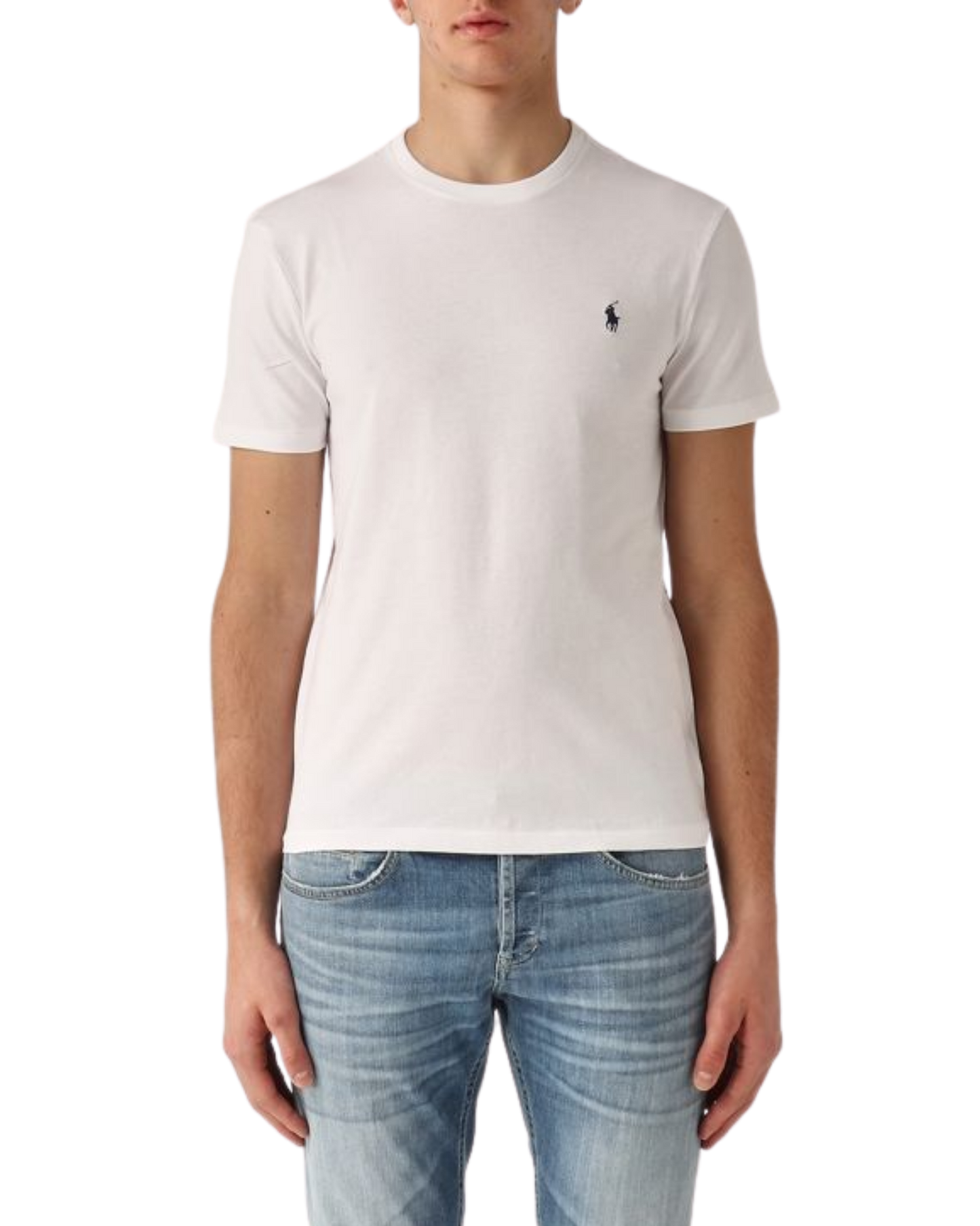Camiseta Basica Ralph Lauren Branca Logo Navy
