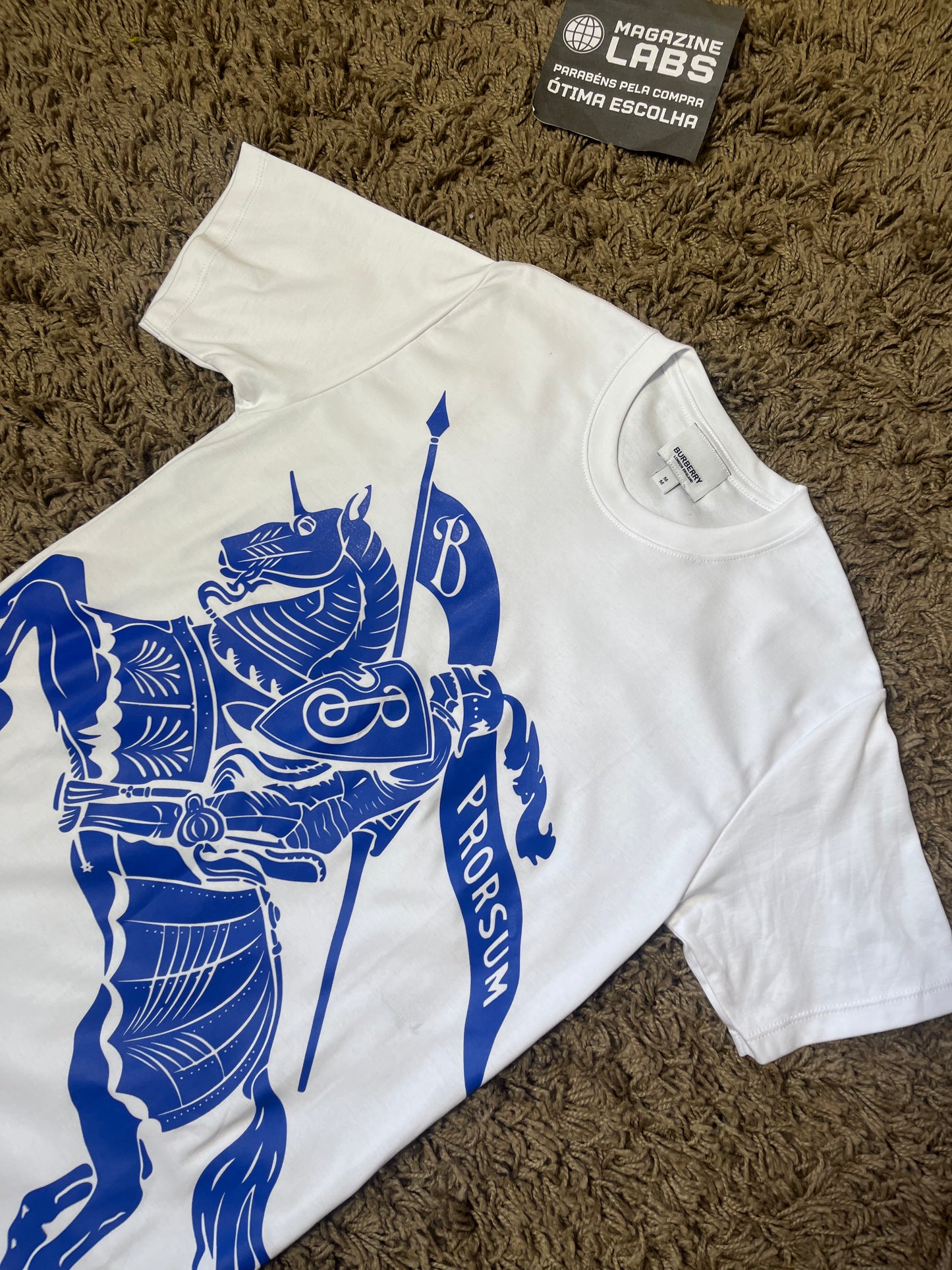 Camiseta Burberry Horse Azul (Pronta Entrega)