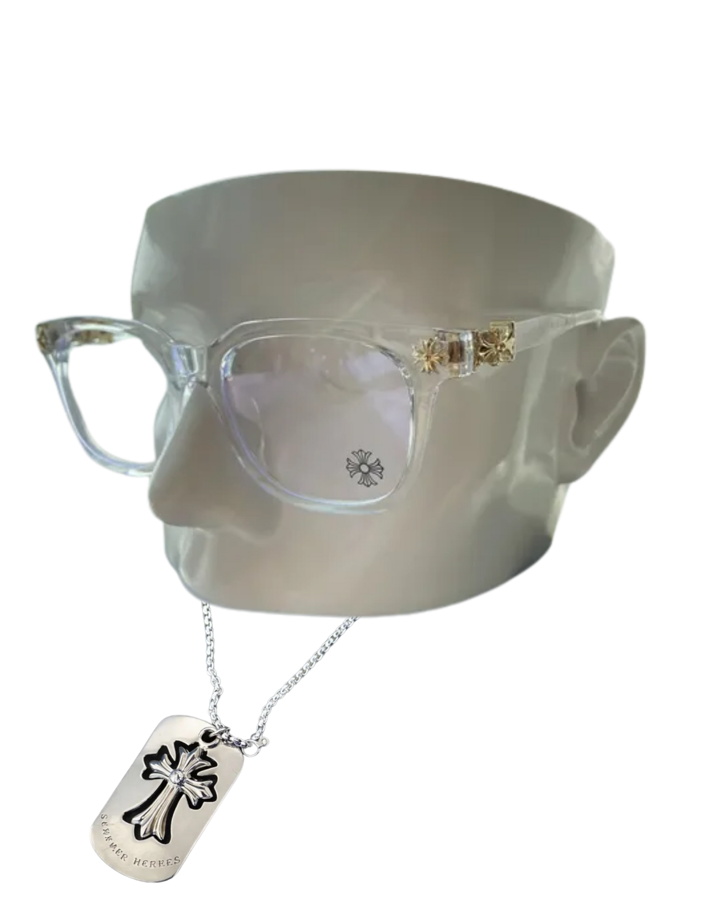 Kit Acessorios Chrome Hearts (Oculos + Corrente Prateada)