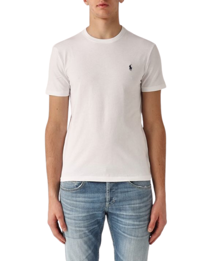 Camiseta Basica Ralph Lauren Branca Logo Navy