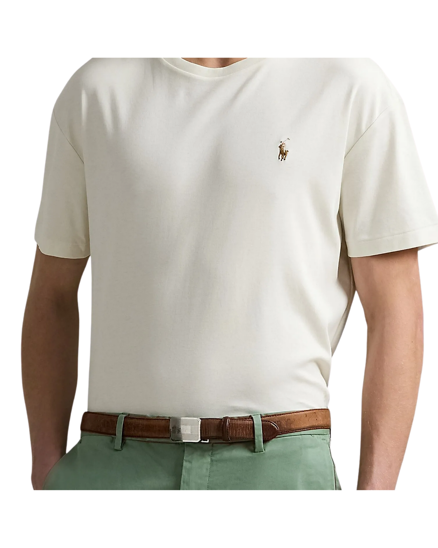 Camiseta Basica Ralph Lauren Branca Logo Gold