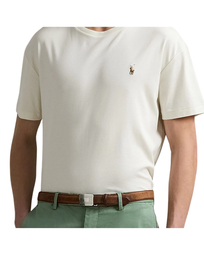 Camiseta Basica Ralph Lauren Branca Logo Gold