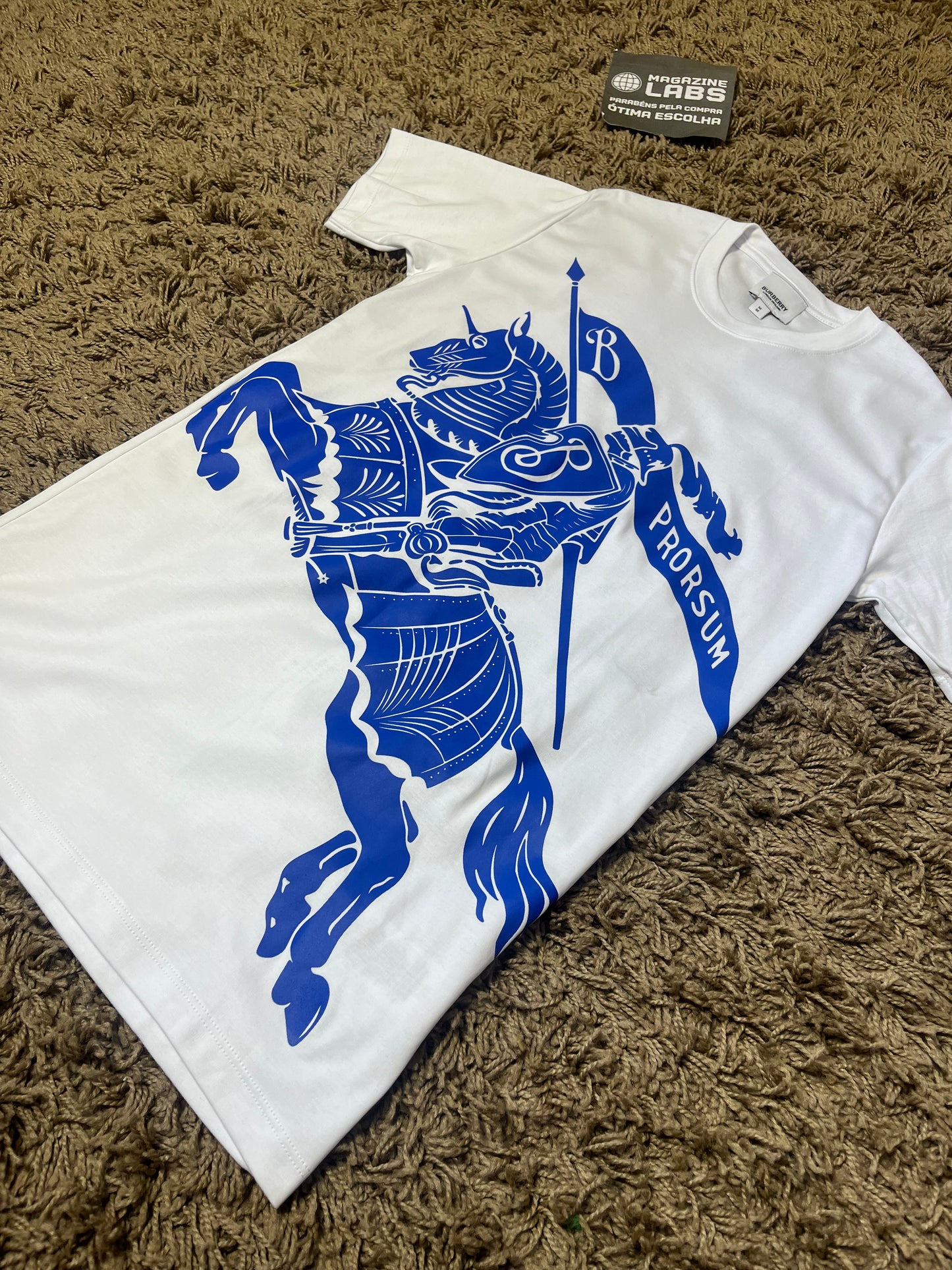 Camiseta Burberry Horse Azul (Pronta Entrega)